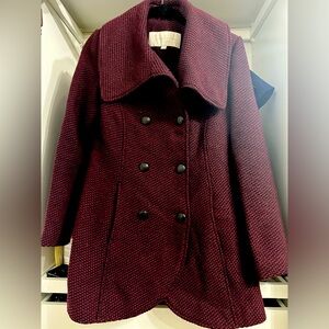 Jessica Simpson Double Breasted Basketweave Tulip Peacoat Small